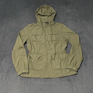 Mountain Hardwear Utility Jacket Womens 8 Green Rain Coat Pockets Hiking Outdoor